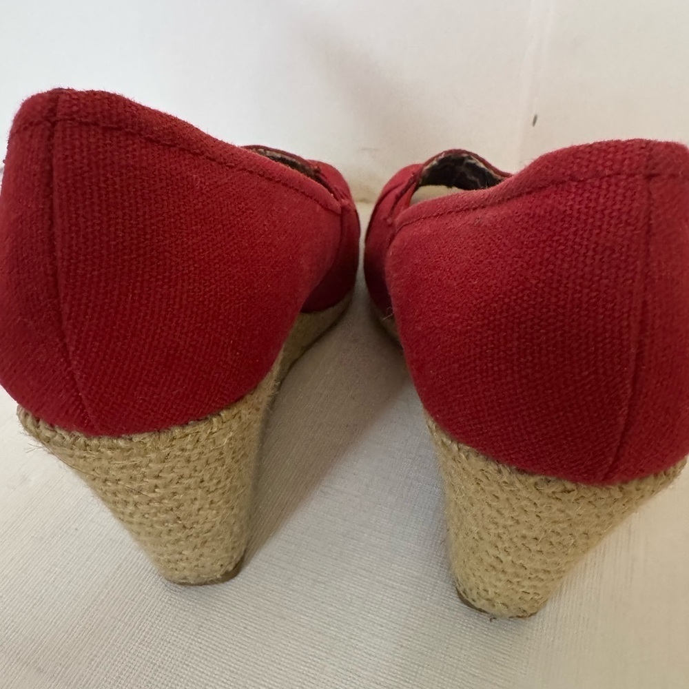 Faded Glory Women's Red Peep Toe Shoes Size 7 Fast Shipping Y2K Vintage - Picture 5 of 16